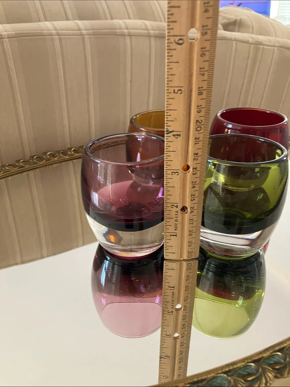 Crate & Barrel 4 Glass Voltive Candle Holders. Heavy Base, Made in Poland